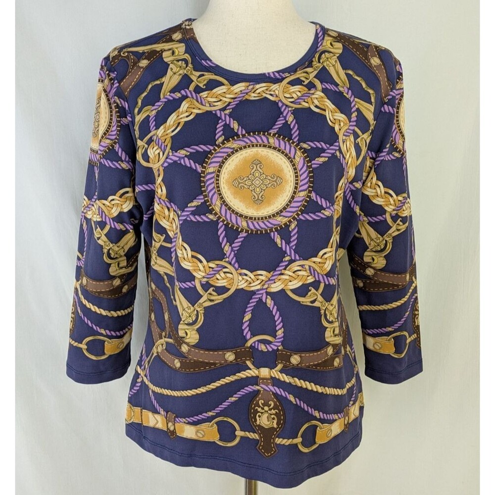 J. McLaughlin Size M Catatalina Cloth Rope Belt Equestrian Pullover Top